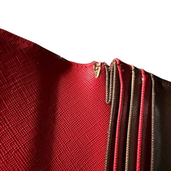 Tous Wallet Bag Red Brown 7" Coin Purse Trifold Zip - Picture 7 of 9